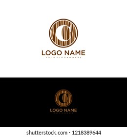 Letter C initial wood logo vector