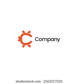 Letter C with insect bug simple logo vector icon sign symbol design template