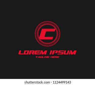 Letter C Inside Abstract Circle Polygonal Logotype