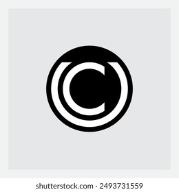 Letter C inside letter U. Circular Minimalism: Monochrome Logo Design. Abstract U-Shape with Black Dot. Modern Geometric Branding Element. UC.