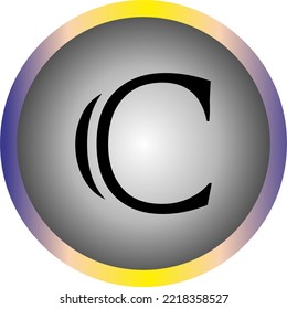 letter "C" with an interesting font and color in vector form