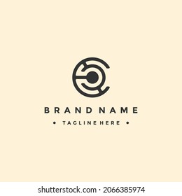 Letter C C ircle Tech logo vector design template