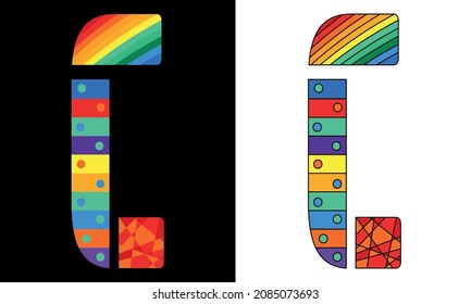 Letter C. Isolate symbol or icon or logo made up of different elements in different colors. Creative Letter C for ABC icons, logos, software, education or erudition, interface, kids game, usability
