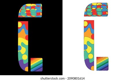 Letter C. Isolate symbol or icon or logo made up of different elements in different colors. Creative Letter C for ABC icons, logos, software, education or erudition, interface, kids game, usability