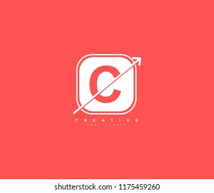Letter C Isolated with Abstract Square Arrow App Element Shape Logo