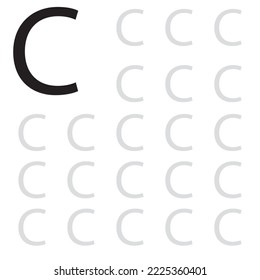 Letter C isolated on white background. Alphabet Letter C. .Font symbol of letter C. Printable Solid Black Letter C Silhouette. Vector illustration.