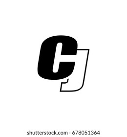 letter C and J logo overlapping black negative