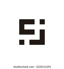 Letter c and j square geometric symbol simple logo vector