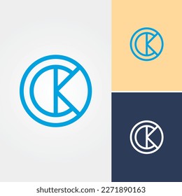 Vector de diseño de logotipos de letras C y K