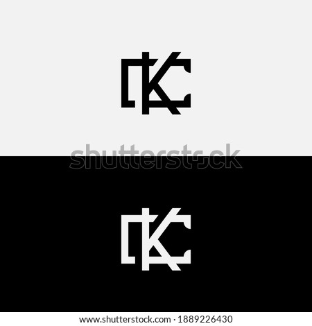 Letter C and K Logo Design in Black and white Color. Vector Illustration of Modern Creative Font Icons Stok fotoğraf © 