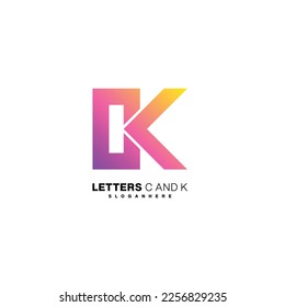 letter c   k logo gradient color design template  