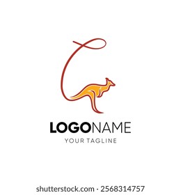 Letter C Kangaroo Logo Design Vector Icon Graphic Emblem Illustration