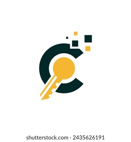 Letter C key logo design icon