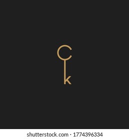 letter c and key shaped key vector