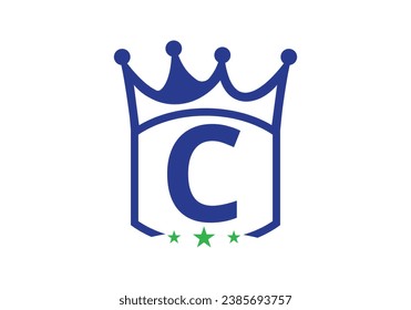 Letter C king crown Design Vector Template. letter logo icon design with king crown Template 