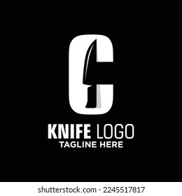 Inspiración de plantilla de diseño de logotipo de Knife C, Ilustración vectorial.
