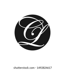 Letter C and L. Circle and script Icon and Symbol Vector Logo. Eps 10.