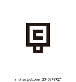 Letter c in lamp, square geometric symbol simple logo vector