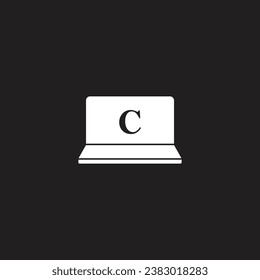 Letter C in laptop geometric symbol simple logo vector