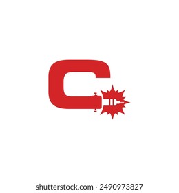 Letra C Icono de logotipo de corte láser Vector