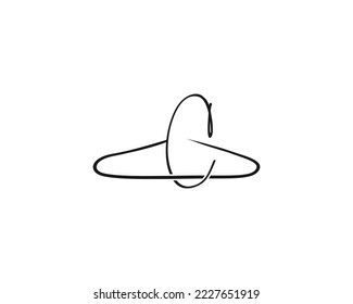 Letter C Laundry Clothes Hanger Line Logo. Usable Flat Vector Design Template for Tailor and Laundry.