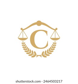 Letra C, Laurel Wreath y Escala de Justicia logo 001