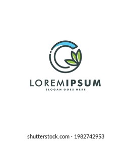 Letra C con diseño de logo para cannabis hoja