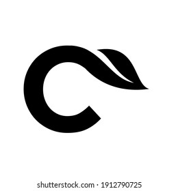 letter c leaf capital black vector logo illustration design isolated background