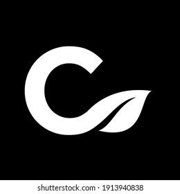 letter c leaf capital black vector logo illustration design isolated background