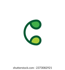 Letter c leaf geometric symbol simple logo vector