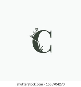 letter C leaf icon logo design concept, floral logo icon sign. Vector illustration
