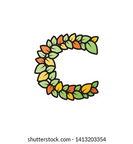 letter c with leaf logo design illustration vector