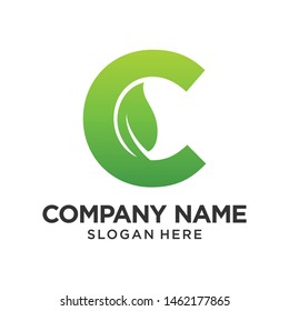 Letter C Leaf Logo Design Template Inspiration