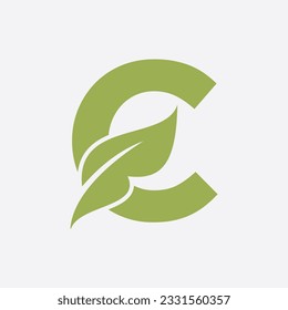 Letter C Leaf Logo. Eco Farm Logotype Vector Template. Organic Symbol