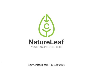 letter c Leaf logo and icon vector illustration design template