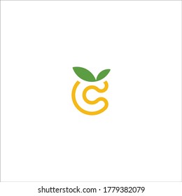 Letter C leaf logo icon design line art style illustration. abstract growth nature vector sign symbol