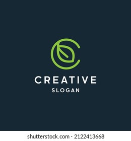 Letter c leaf logo icon flat design template 