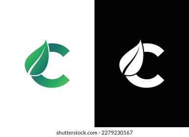 Letter C leaf logo icon design template vector. Symbol, alphabet, botanical, natural C letter logo design.