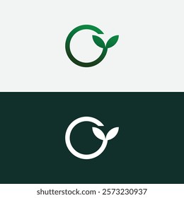 Letter c leaf logo icon flat design template. Leaf c logo, line leaf icon, natural letter c. Vector illustration design.