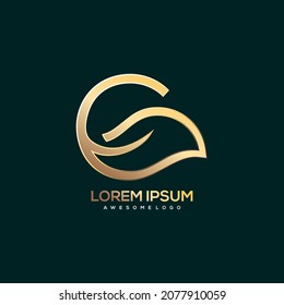 Letter C With Leaf Logo luxury Gold Color