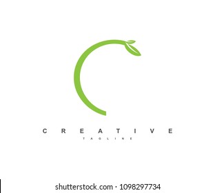 Letter C Leaf Logo Template