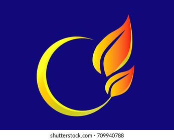 letter C with leaf logo vector