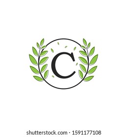 letter c leaf ornamental logo design