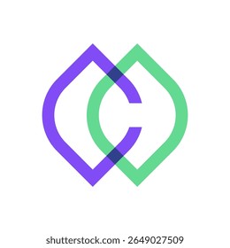 Letter C leaf overlapping color logo