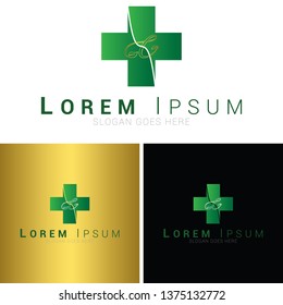Letter C leaf plus medical logo icon design template elements vector