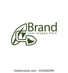 Letter C leaf with shovel logo template., flat design. letter C. Vector Illustration on white background
