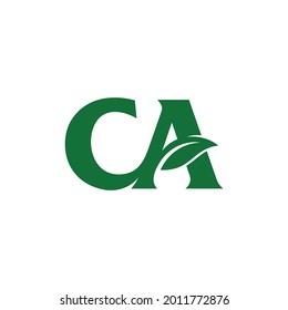 Letter C and A with Leaf symbol. Natural Logo design. Vector Illustration.