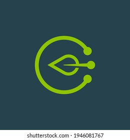 letter C leaf technology logo. editable and easy to custom