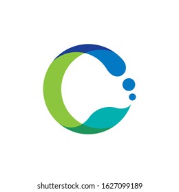 Letter C Leaf Water Drop Logo Design with Simple Flat Style