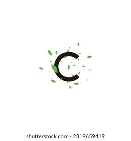 Letter C leaves geometric symbol simple logo vector